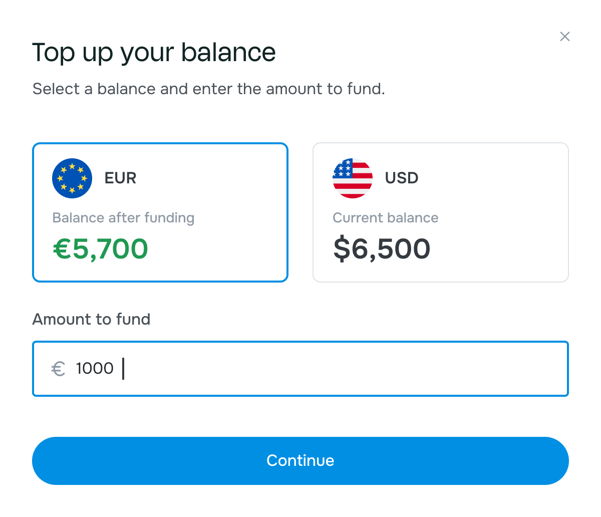 Top up filled